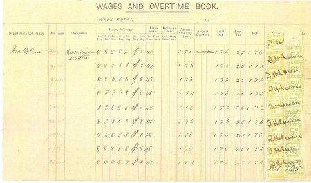 Jubilee Hotel wage sheet 3